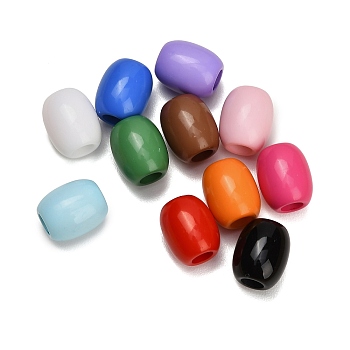 Opaque Acrylic European Beads, Large Hole Beads, Barrel, Mixed Color, 16x13.5mm, Hole: 6mm, about 294pcs/500g