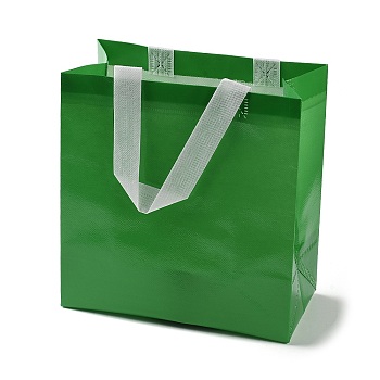 Non-Woven Reusable Folding Gift Bags with Handle, Portable Waterproof Shopping Bag for Gift Wrapping, Rectangle, Lime Green, 11x21.5x22.5cm, Fold: 28x21.5x0.1cm