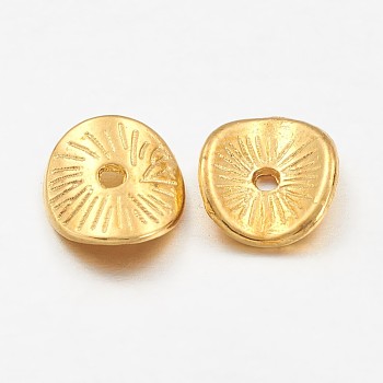 Tibetan Style Alloy Wavy Spacer Beads, Cadmium Free & Lead Free, Arched Disc, Golden, 9x1mm, Hole: 1mm