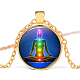 Chakra Theme Yoga Human Glass Pendant Necklace(CHAK-PW0001-022C)-1
