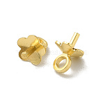 Brass Peg Bails, For Half Drilled Beads, Cadmium Free & Lead Free, Flower, Golden, 7x5x5mm, Hole: 2mm, Pin: 0.8mm(X-KK-H442-29G)