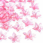 Transparent Acrylic Beads, AB Color, Flower, Fuchsia, 25.5x28x6mm, Hole: 1.8mm, about 980pcs/500g(MACR-S373-102-C01)
