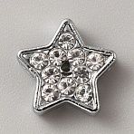 Alloy Rhinestone Slide Charms, Star, 12x12.5x4.5mm, Hole: 8x1.5mm(FIND-WH20016-01E)