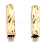 Corrugated Brass Tube Beads, Cadmium Free & Lead Free, Long-Lasting Plated, Real 24K Gold Plated, 8x2mm, Hole: 1.2mm(X-KK-H759-27A-G)