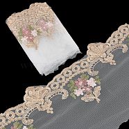Gorgecraft Polyester Embroidery Lace Ribbon, Flower Lace Trim for Clother Decoration, Flat, Wheat, 6-3/4~7-3/8 inch(170~188mm)(OCOR-GF0002-64)