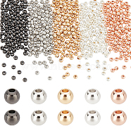 Elite 500Pcs 5 Colors Rack Plating Brass Beads, Long-Lasting Plated, Round, Mixed Color, 4x3mm, Hole: 1.5mm, 100pcs/color(KK-PH0005-33B)