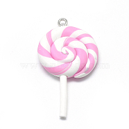 Handmade Polymer Clay Big Pendants, Lollipop, White, 48~56x27~29x7~10mm, Hole: 2mm(CLAY-Q240-007F)