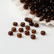 12/0 Grade A Round Glass Seed Beads, Transparent Colours, Coffee, 2x1.5mm, Hole: 0.5mm, about 45000pcs/pound(SEED-A022-F12-24C)