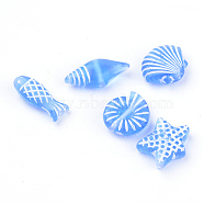 Craft Style Transparent Acrylic Charms, Mixed Shapes, Deep Sky Blue, 11~16.5x6~13x4~5.5mm, Hole: 1mm(X-TACR-S131-03)