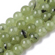 Natural Chalcedony Beads Strands, Dyed & Heated, Imitation Prehnite Color, Round, Yellow Green, 8.5x8mm, Hole: 1mm, about 48 pcs/strand, 15.08 inch~15.35 inch(G-T129-06)