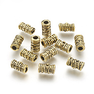 Tibetan Style Alloy Beads, Grooved Beads, Column, Cadmium Free & Nickel Free & Lead Free, Antique Golden, 9x5.5mm, Hole: 3mm(GLF0420Y-NF)