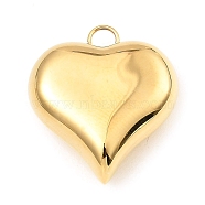 304 Stainless Steel Pendants, Heart Charm, Real 18K Gold Plated, 26x23x9mm, Hole: 3x3.5mm(STAS-A089-01A-G)