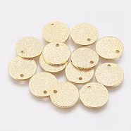 Brass Charms, Nickel Free, Real 18K Gold Plated, Flat Round, 12x1mm, Hole: 1mm(X-KK-Q735-22G)