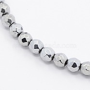Grade A Electroplate Magnetic Synthetic Hematite Round Beads Strands, Silver Plated, 3x3mm, Hole: 1mm, about 128pcs/strand, 15.7 inch(G-N0014-3mm-18B)
