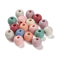 Spray Painted Natural Maple Wood Beads, Round, Mixed Color, 10x9mm, Hole: 3mm, about 2000pcs/500g(WOOD-M007-01B)