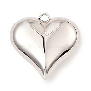 Non-Tarnish 304 Stainless Steel Pendants, Heart Charm, Stainless Steel Color, 35x35.5x10mm, Hole: 3x4mm(STAS-A089-01B-P)