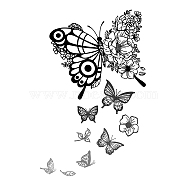 Rectangle PVC Wall Decorative Stickers, Waterproof Decals for Home Living Room Bedroom Wall Decoration, Black, Butterfly, 460x920mm(DIY-WH0228-816)