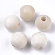 Unfinished Natural Wood Beads, Round, Floral White, 39~40x38mm, Hole: 10mm(WOOD-Q041-04C)