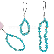 Synthetic Turquoise Chips Beaded Chain Mobile Straps, Anti-Lost Cellphone Wrist Lanyard, for Car Key Purse Phone Supplies, 19.8~20.2cm(FIND-WH0135-08B)