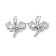 Glass Charms, with Brass Findings, Dragonfly Charm, Real Platinum Plated, 11x13.5x3mm, Hole: 3.5mm(KK-F867-09P)
