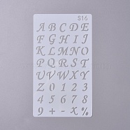 Plastic Drawing Stencil, For DIY Scrapbooking, Alphabet Letter A~Z & Number 0~9 Pattern, White, 178x102x0.4mm(DIY-WH0152-83F)