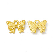 Rack Plating Alloy Charms, Cadmium Free & Lead Free & Nickle Free, Bowknot, Matte Gold Color, 10x13x2mm, Hole: 1.6mm(FIND-G045-57MG)