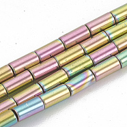 Electroplate Non-magnetic Synthetic Hematite Beads Strands, Column, Rainbow Plated, 8x2mm, Hole: 0.8mm, about 50pcs/strand, 15.7 inch(G-T061-137D)