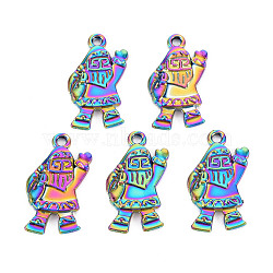 Rainbow Color Alloy Pendants, Cadmium Free & Nickel Free & Lead Free, Christmas, Father Christmas, 23x12x2mm, Hole: 1.8mm(PALLOY-S180-267-NR)