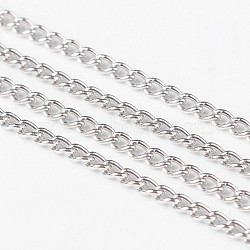 Iron Twisted Chains, Unwelded, Platinum Color, with Spool, Size: Chains: about 3.7mm long, 2.5mm wide, 0.7mm thick, about 328.08 Feet(100m)/roll(CH-TM0.5-P)