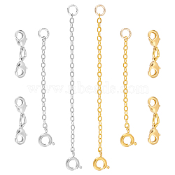 8Pcs 6 Styles Brass Spring Ring Clasps and Lobster Claw Clasps, with Brass Cable Chains, Platinum & Golden, 50~70mm(FIND-PH01443)