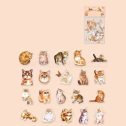 40Pcs Cute Cat PET Waterproof Self Adhesive Stickers, Kitten Decorative Decals for DIY Scrapbooking, Photo Album Decoration, Peru, 45~50mm(PW-WG20115-05)