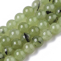 Natural Chalcedony Beads Strands, Dyed & Heated, Imitation Prehnite Color, Round, Yellow Green, 8.5x8mm, Hole: 1mm, about 48 pcs/strand, 15.08 inch~15.35 inch(G-T129-06)