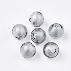 Handmade Blown Glass Beads, Round, Dark Gray, 16x16mm, Hole: 1~2mm(BLOW-T001-32B-06)