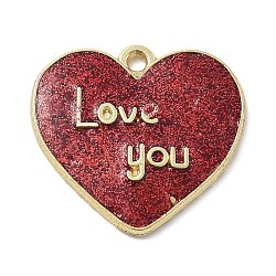 Alloy Pendants, with Enamel, Valentine's Day, Heart, 22x24x2mm, Hole: 1.8mm(ENAM-D285-04G-13)