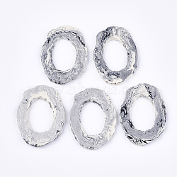 Half Drilled Resin Beads, For Big Pendants Making, Imitation Gemstone Slices, Oval, Light Grey, 52~54x36~39x4~5mm, Half Hole: 1mm(RESI-S374-31A)