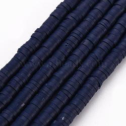 Handmade Polymer Clay Beads, Disc/Flat Round, Heishi Beads, Midnight Blue, 5x1mm, Hole: 2mm, about 380~400pcs/strand, 17.7 inch(CLAY-R067-5.0mm-35)