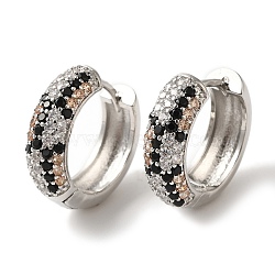 Rack Plating Brass Micro Pave Cubic Zirconia Hoop Earrings, Cadmium Free & Lead Free, Long-Lasting Plated, Platinum, 20x6mm(EJEW-B062-30P)