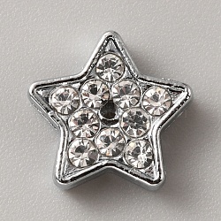 Alloy Rhinestone Slide Charms, Star, 12x12.5x4.5mm, Hole: 8x1.5mm(FIND-WH20016-01E)