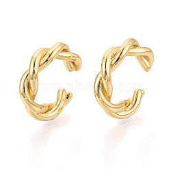 Twist C-Shaped Brass Cuff Earrings, Real 18K Gold Plated, 17x19x4mm(EJEW-T049-01G)