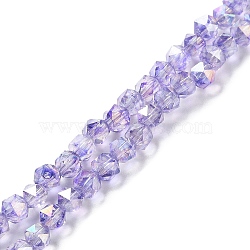 Transparent Electroplate Glass Beads Strands, Faceted, Polygon, AB Color Plated, Lilac, 5.5mm, Hole: 1.2mm, about 70pcs/strand, 14.84 inch(37.7cm)(EGLA-F160-01B)