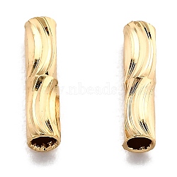 Corrugated Brass Tube Beads, Cadmium Free & Lead Free, Long-Lasting Plated, Real 24K Gold Plated, 8x2mm, Hole: 1.2mm(X-KK-H759-27A-G)