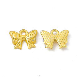 Rack Plating Alloy Charms, Cadmium Free & Lead Free & Nickle Free, Bowknot, Matte Gold Color, 10x13x2mm, Hole: 1.6mm(FIND-G045-57MG)