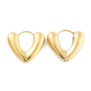 Ion Plating(IP) 304 Stainless Steel Heart Huggie Hoop Earrings for Women, with 316 Stainless Steel Pins, Golden, 21.5x6x25mm