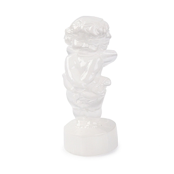 Natural Selenite Figurines, Reiki Energy Stone Display Decorations, for Home Feng Shui Ornament, Cupid, 39x40x101mm