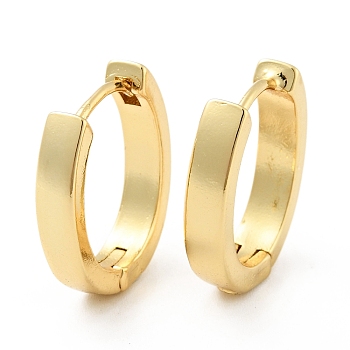 Brass Hinged Hoop Earrings for Women, Cadmium Free & Nickel Free & Lead Free, Real 18K Gold Plated, 19.5x17.5x4mm, Pin: 1mm