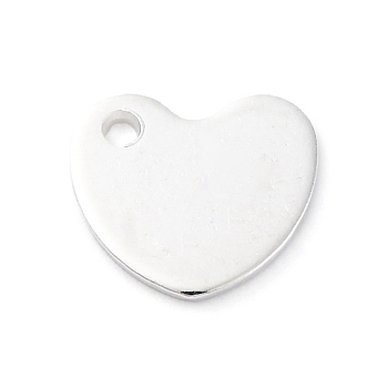 201 Stainless Steel Stamping Blank Tag Pendants, Heart, Silver, 9.5x10.5x1.5mm, Hole: 1.9mm