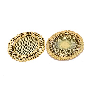 Tibetan Style Cabochon Connector Settings, DIY Findings for Jewelry Ring Making, Antique Golden Color, Cadmium Free & Nickel Free & Lead Free, Oval, about 56mm long, 47mm wide, 2mm thick, hole: 5mm, tray: 37x28mm