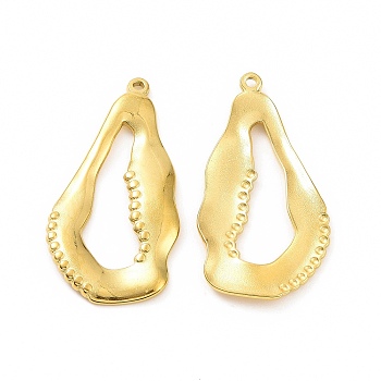 Ion Plating(IP) 304 Stainless Steel Pendants, Irregular Teardrop Charm, Real 18K Gold Plated, 36x18x2mm, Hole: 1.2mm