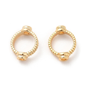 Brass Bead Frame, Ring, Real 18K Gold Plated, 11x8.5x2~3mm, Hole: 1.4mm