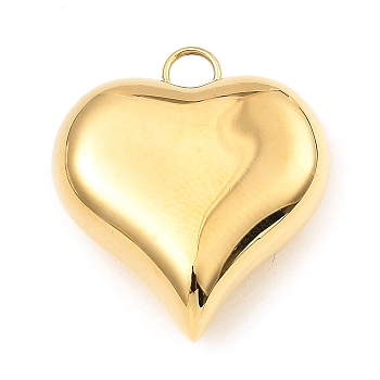 304 Stainless Steel Pendants, Heart Charm, Real 18K Gold Plated, 26x23x9mm, Hole: 3x3.5mm